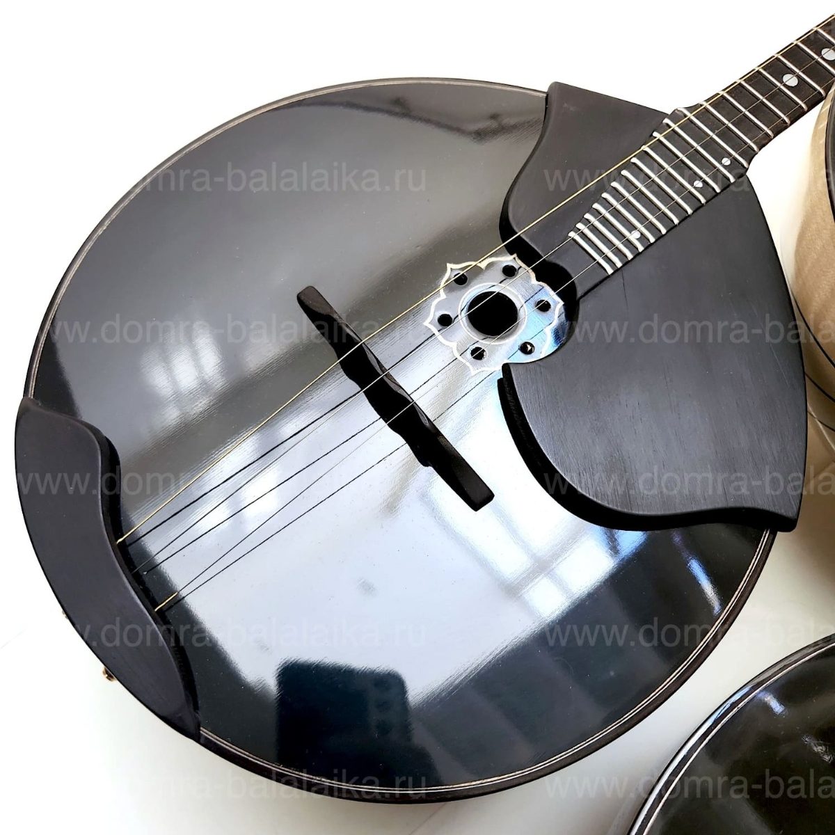 The photo shows three luxury concert‑grade domras of the highest category: “Bla..., photo 1