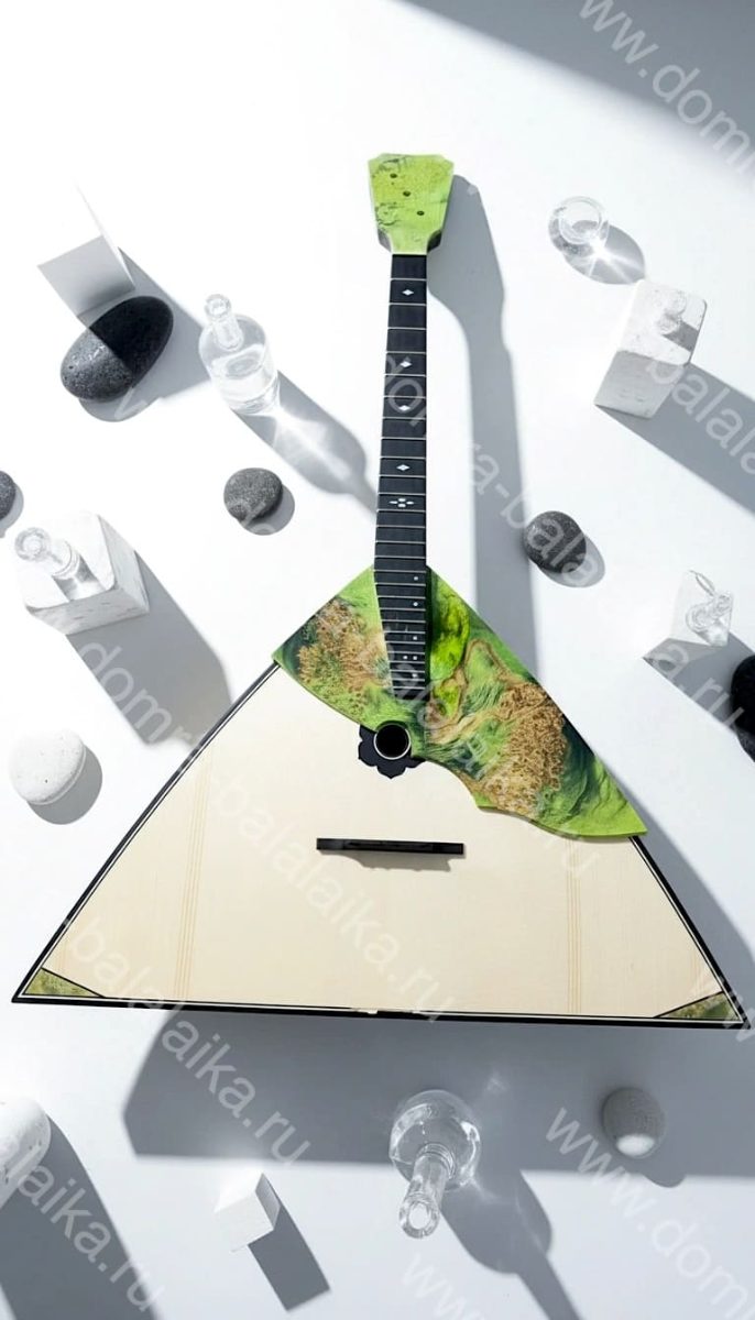 The photo shows a turquoise luxury concert balalaika (reserved), as well as two..., photo 4